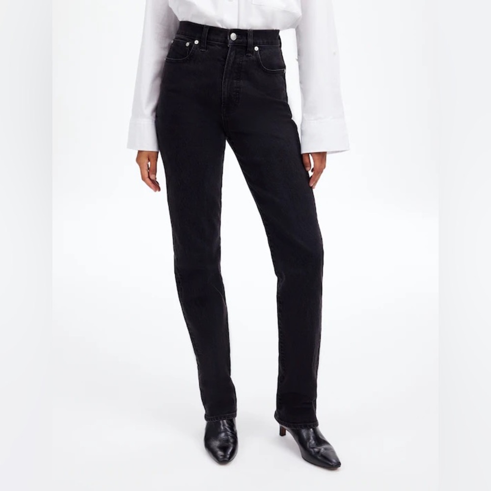 NWT Madewell Black The '90s Straight Jean Belmere Wash Comfort Stretch 25